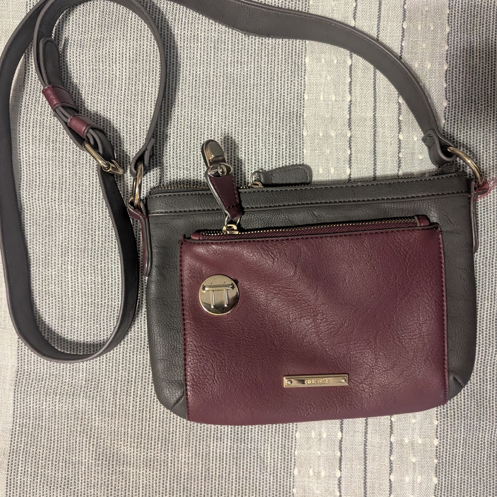 Nine West Burgundy and Gray Crossbody Bag